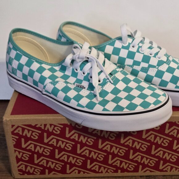 Vans Era Checkerboard Teal White Men’s Size 9 Sneakers Low Top Skate EUC - Picture 1 of 8